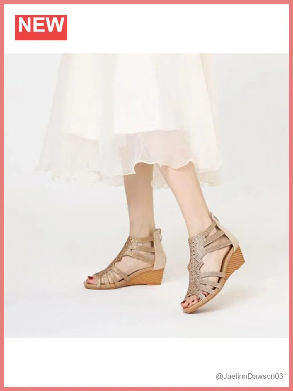 Glitter Open Toe Rhinestone Wedge Sandals with Ankle Strap Zip Closure